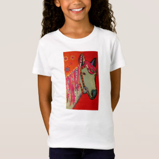 Blaue Pferdemädchen-angepasster T - Shirt