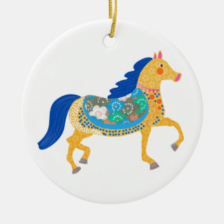 Blaue Pferdesammlung Keramikornament