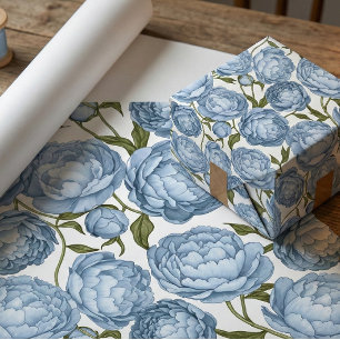Blaue Pfingstrose Luxuriöse Blumen Geschenkpapier