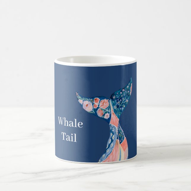 Blaue Pfirsich-Blüten-Wal-Schwanz Kaffeetasse (Mittel)