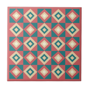 Blaue Pfirsich-Diamant-Geometrie Fliese