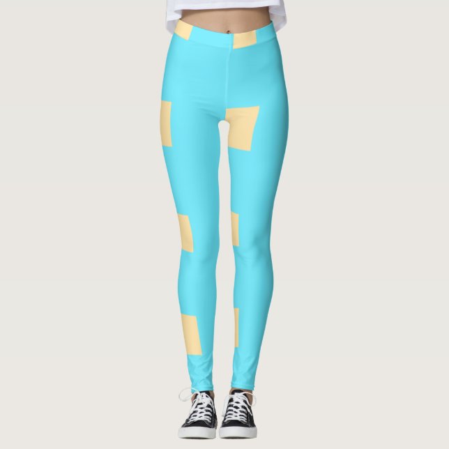 Blaue Pfirsich-Karomuster einfache retro-rustikale Leggings (Vorderseite)