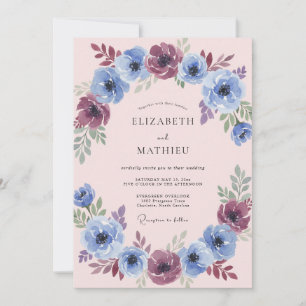 Blaue Pflaumen-Malerische Hochzeit Einladung