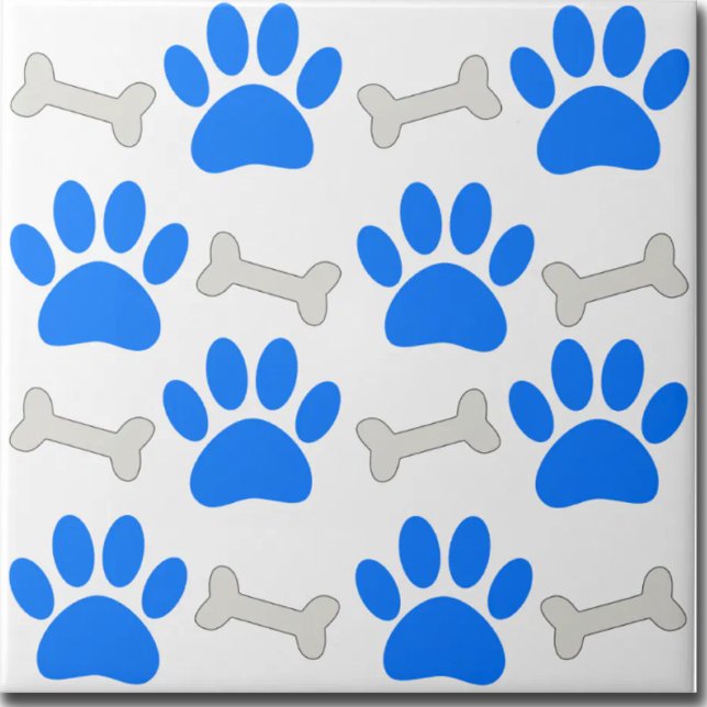 Blaue Pfoten und Knochen Nahtloses Muster Custom  Fliese (Von Creator hochgeladen)