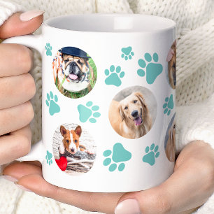 Blaue Pfotenabdruck 8 Haustier Hund Foto Collage Kaffeetasse
