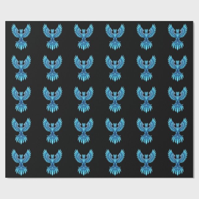 Blaue Phoenix-Aufsteigende-Notizbuch - Fantasy-Kun Geschenkpapier (Flach)