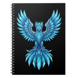 Blaue Phoenix-Aufsteigende-Notizbuch - Fantasy-Kun Notizblock