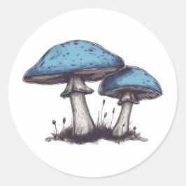 Blaue Pilze Runder Aufkleber