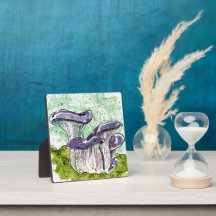 Blaue Pilze Wohngestaltung Aquarelldruckstand