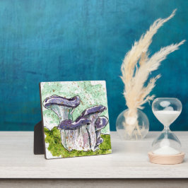 Blaue Pilze Wohngestaltung Aquarelldruckstand Fotoplatte