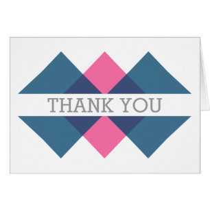 Blaue Pink Geometrische Triade Danksagungskarte