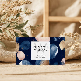 Blaue Pink Gold Monogramm Moderne Visitenkarte