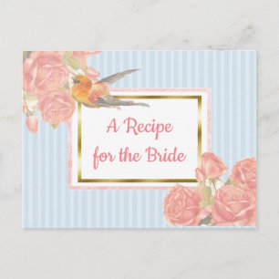 Blaue Pink Vintage Vogel Blumen Hochzeitsrezeptkar Postkarte
