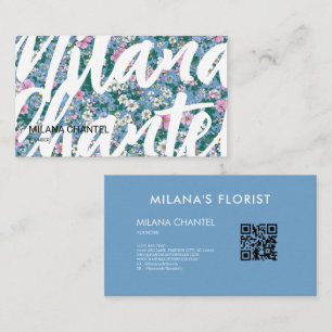 Blaue Pink Weiße Moderne Trendige Blume Florist Visitenkarte