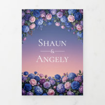 Blaue Pinke Rosen Märchen Schloss Hochzeit