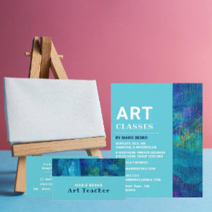 Blaue Pinselstriche, Kunstlehrer, Kunstklassen Flyer