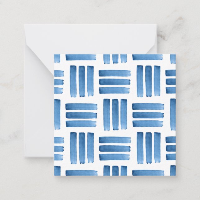 Blaue Pinselstriche Muster Mitteilungskarte (Vorderseite)