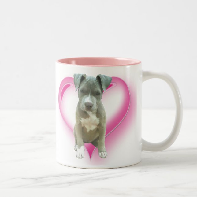 Blaue pitbull Welpen-Tasse Zweifarbige Tasse (Rechts)