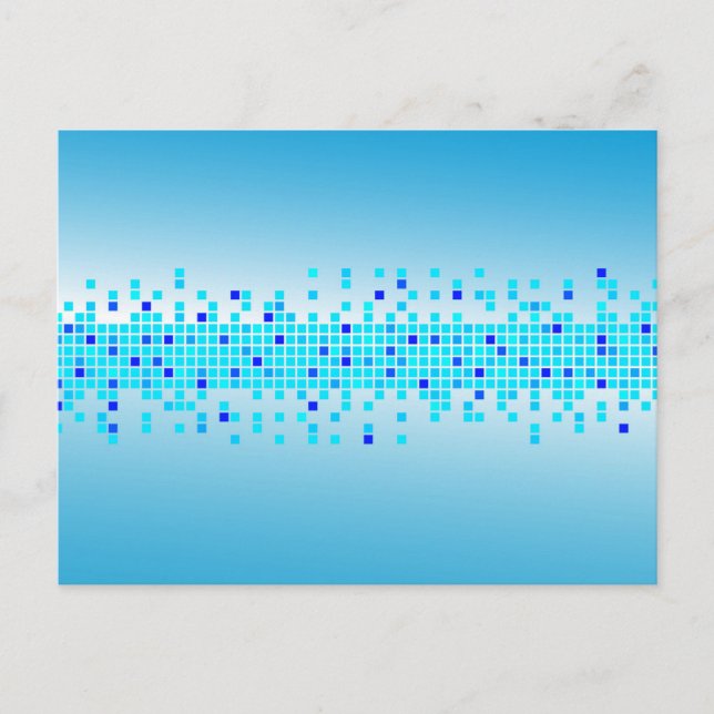 Blaue Pixel Postkarte (Vorderseite)