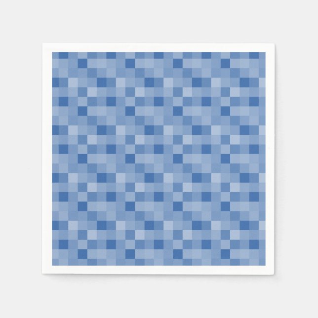 Blaue Pixel-Quadrate Musterpapierserien Serviette (Vorderseite)