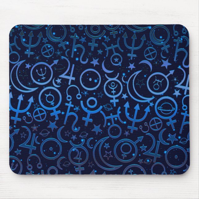 Blaue Planetensymbole Mystical Universe Planets Mousepad (Vorne)