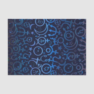 Blaue Planetensymbole Mystical Universe Planets Seidenpapier