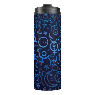 Blaue Planetensymbole Mystical Universe Planets Thermosbecher