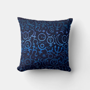 Blaue Planetensymbole Mystisches Universum Planete Kissen