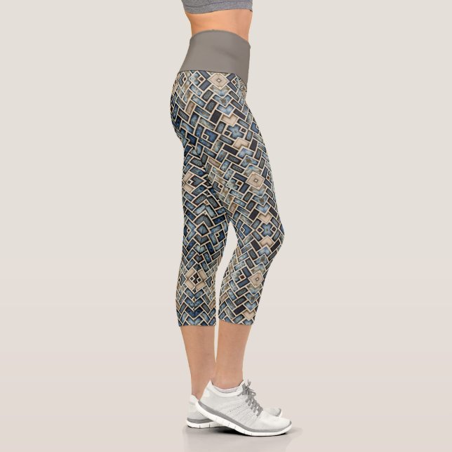 blaue Platte Capri Leggings (Rechts)