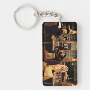 Blaue Platte Schlüsselanhänger