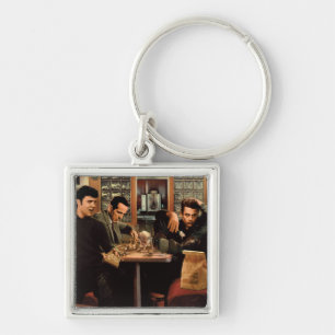 Blaue Platte Schlüsselanhänger