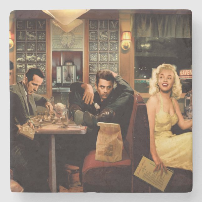 Blaue Platte Steinuntersetzer (Vorderseite)