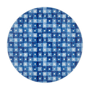 Blaue Plätze, Aquarellfarben Nahtloses Mosaik. Schneidebrett