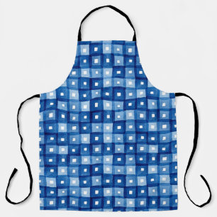 Blaue Plätze, Aquarellfarben Nahtloses Mosaik. Schürze