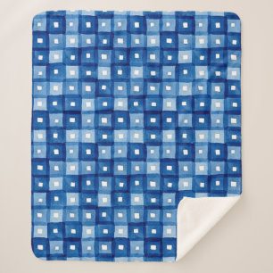 Blaue Plätze, Aquarellfarben Nahtloses Mosaik. Sherpadecke