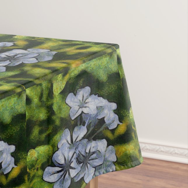 Blaue Plumbago-Blossom-Malerei Tischdecke (Beispiel)