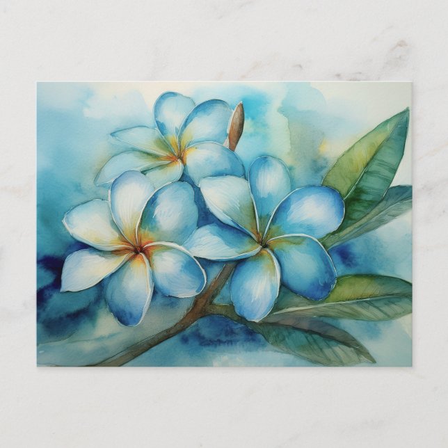 Blaue Plumeria Postkarte (Vorderseite)