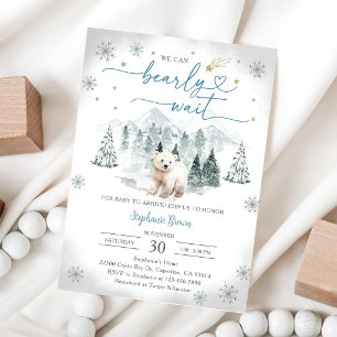 Blaue Polarbär-Winter-Baby-Party Einladung