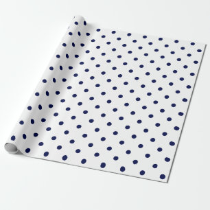Blaue Polka-Dot auf weißem großen Raum Geschenkpapier