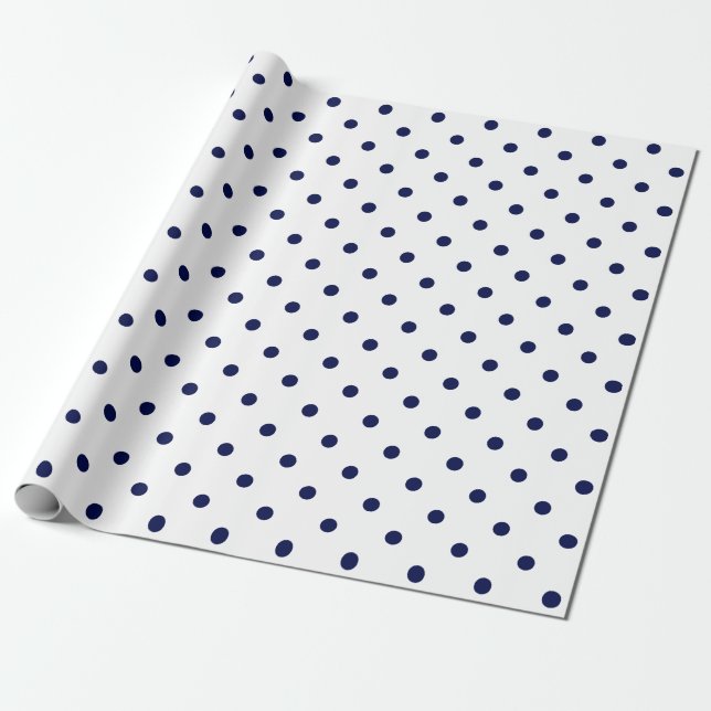 Blaue Polka-Dot auf weißem großen Raum Geschenkpapier (Ungerollt)