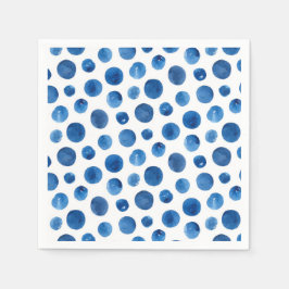Blaue Polka hat Aquarellfarbe. Modernes Muster Serviette