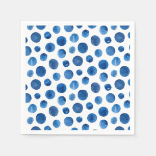 Blaue Polka hat Aquarellfarbe. Modernes Muster Serviette