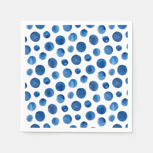Blaue Polka hat Aquarellfarbe. Modernes Muster Serviette (Vorderseite)
