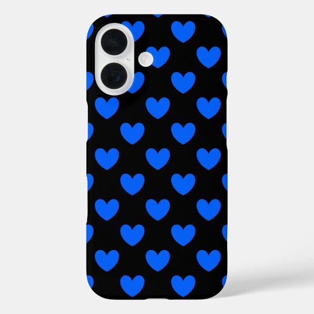 Blaue Polka-Herzen auf schwarz Case-Mate iPhone Hülle (Rückseite)
