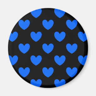 Blaue Polka-Herzen auf schwarz Magnet