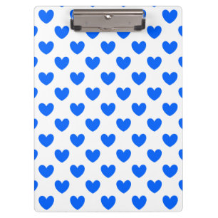 Blaue Polka-Herzen auf weiß Klemmbrett