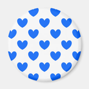 Blaue Polka-Herzen auf weiß Magnet