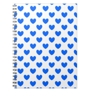 Blaue Polka-Herzen auf weiß Notizblock