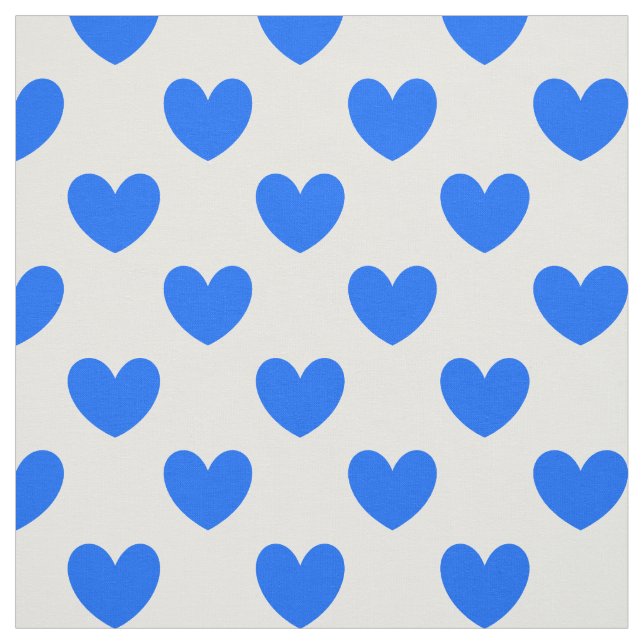 Blaue Polka-Herzen auf weiß Stoff (Muster)