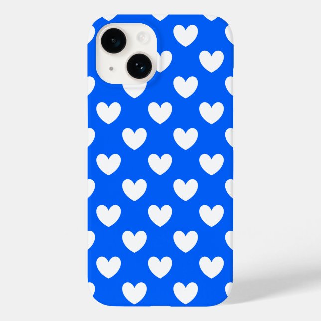 Blaue Polka-Herzen Case-Mate iPhone Hülle (Rückseite)